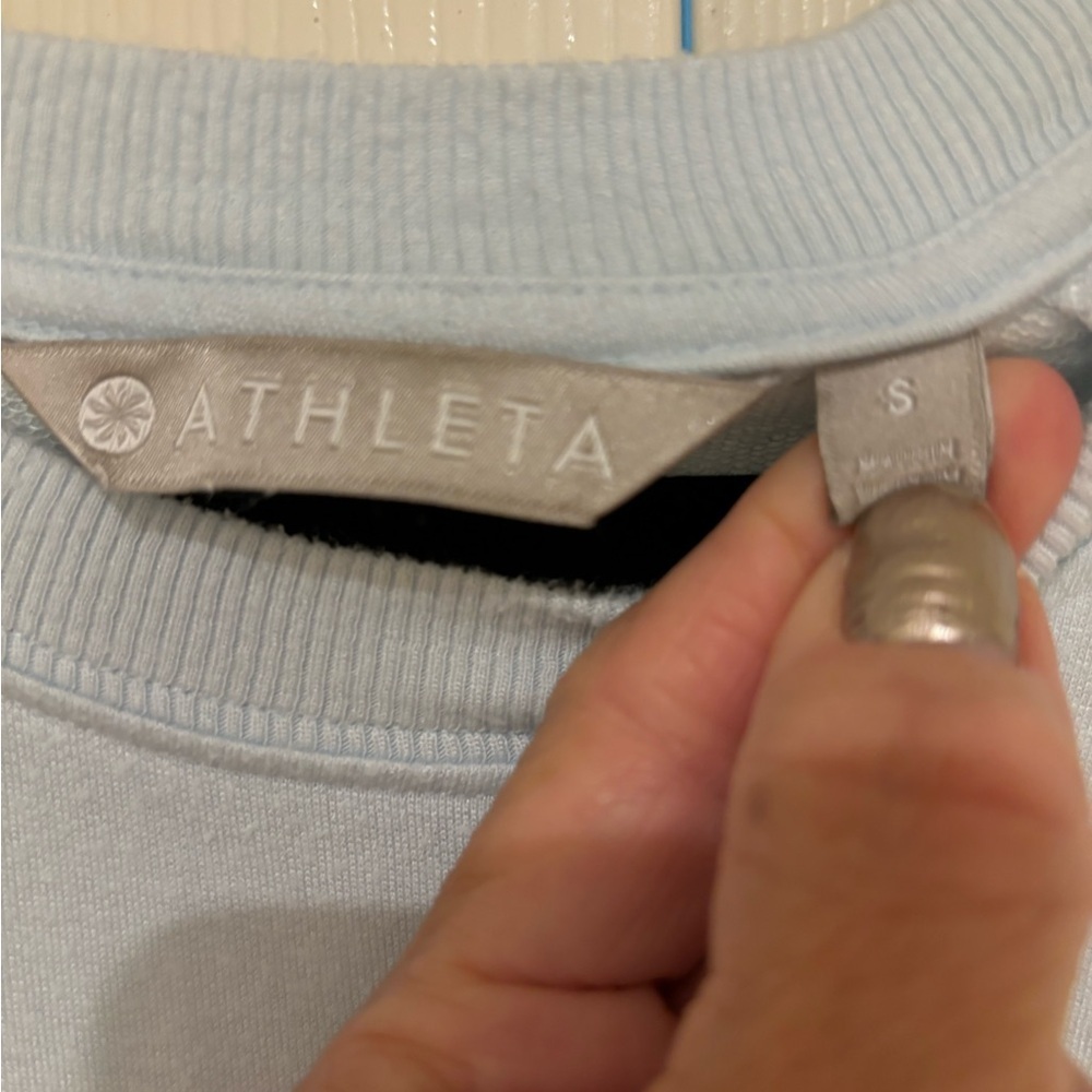 Athleta Mindset Long Sleeve Modal Cotton Light Blue Sweatshirt size Small - Picture 5 of 5
